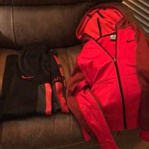 Nike elite pants and hoodie red and black